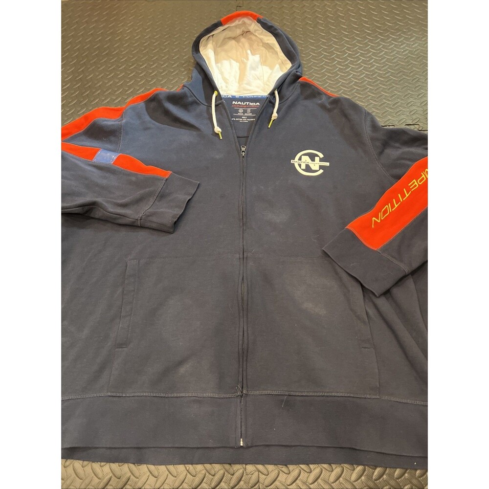 Vintage 90s Nautica Competition Jacket Sz 4XLT Full Zip Hoodie Sport Navy Red